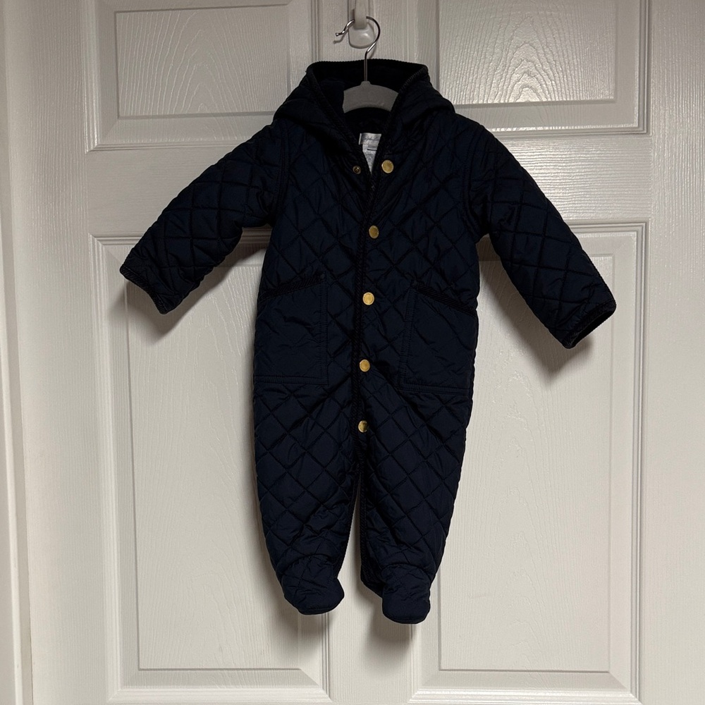 Ralph Lauren Navy Quilted One-Piece Snowsuit with Hood